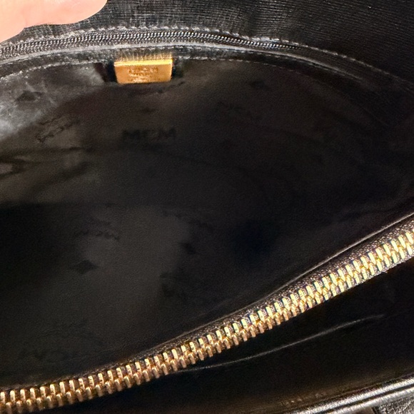 MCM Authentic Vintage Black Saffiano Leather Studded Logo Bucket Shoulder Bag - Picture 9 of 11